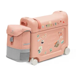 STOKKE Jetkids™ Bundle BedBox™ & Crew Back Pack Coral Pink*Kinder Kinderkoffer|Kinderrucksäcke