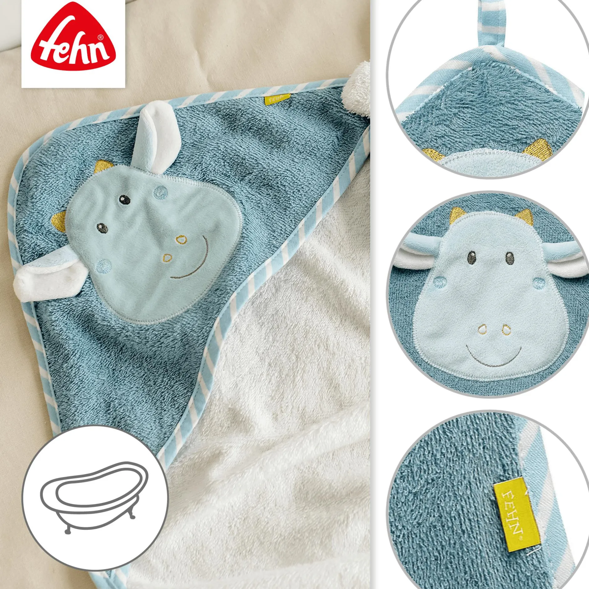 fehn Kapuzenbadetuch Drache* Badetextilien|Badetextilien