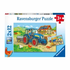 Ravensburger Kinderpuzzle Baustelle und Bauernhof*Kinder Lernspielzeug|Spielzeug Ab 3 Jahren