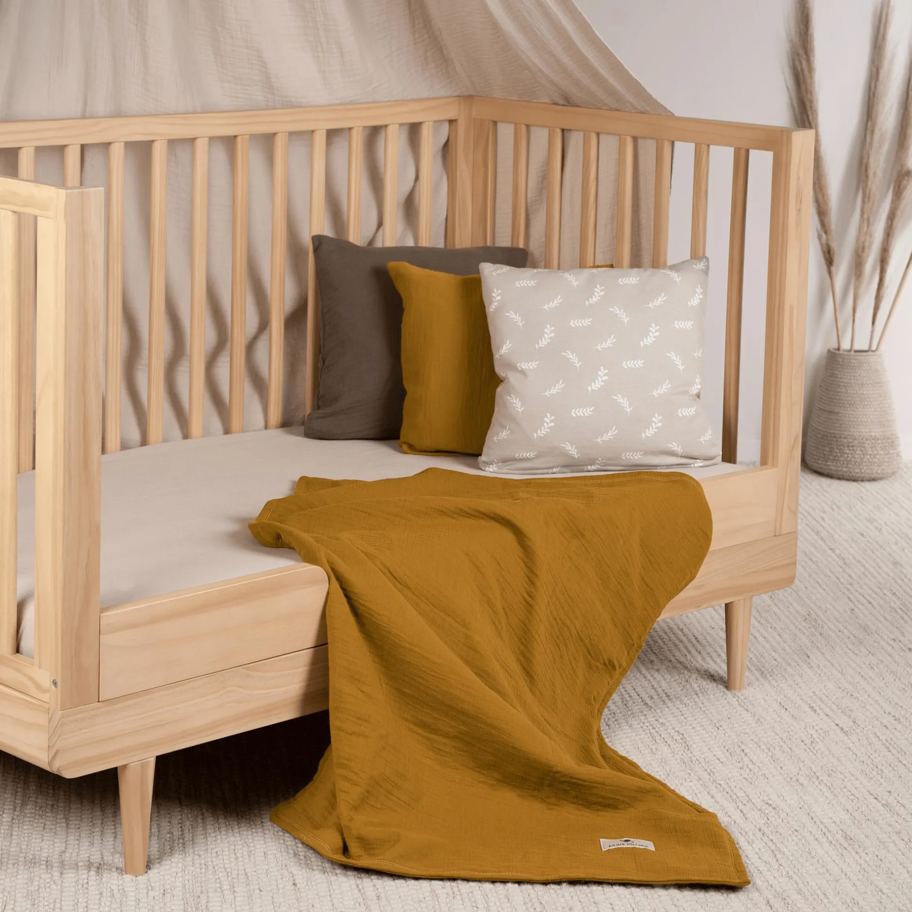 Zu00f6llner Kuscheldecke aus Baumwollmusselin Zimt* Bettausstattung