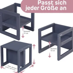 babybay Littlefoot babycube Schiefer*Kinder Lerntürme|Kindersitzgruppen