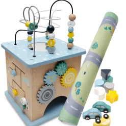 LITTLE ONE Maxi Motorikwürfel inkl. Verkehrsteppich*Kinder Holzspielzeug