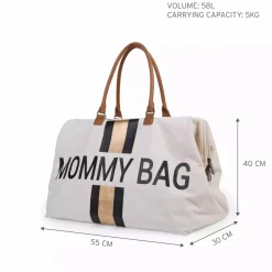 CHILDHOME Mommy Bag Wickeltasche Canvas Off White Stripes* Wickeltaschen