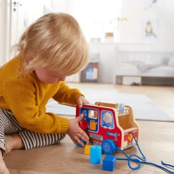 HABA Nachziehspielzeug Feuerwehrauto*Kinder Holzspielzeug