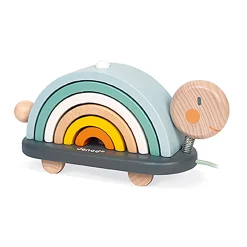 Janod Nachziehtier Schildkröte Regenbogen Sweet Cocoon*Kinder Lernspielzeug|Holzspielzeug