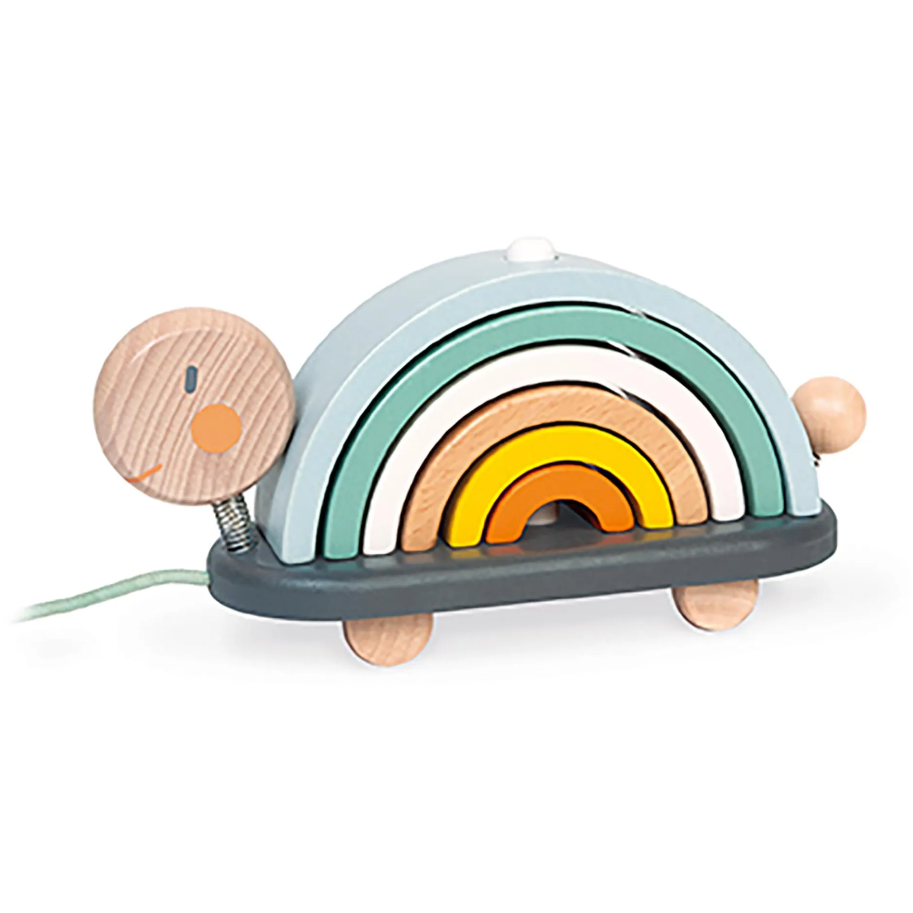Janod Nachziehtier Schildkröte Regenbogen Sweet Cocoon*Kinder Lernspielzeug|Holzspielzeug