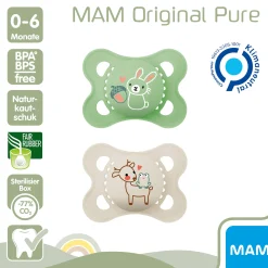 MAM Original matt Latex 0 - 6 Monate 2 Stück Hase/Reh* Schnuller