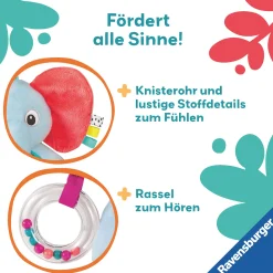 Ravensburger Play+ Entdecker-Elefant* Rasseln & Greiflinge|Kuscheltiere