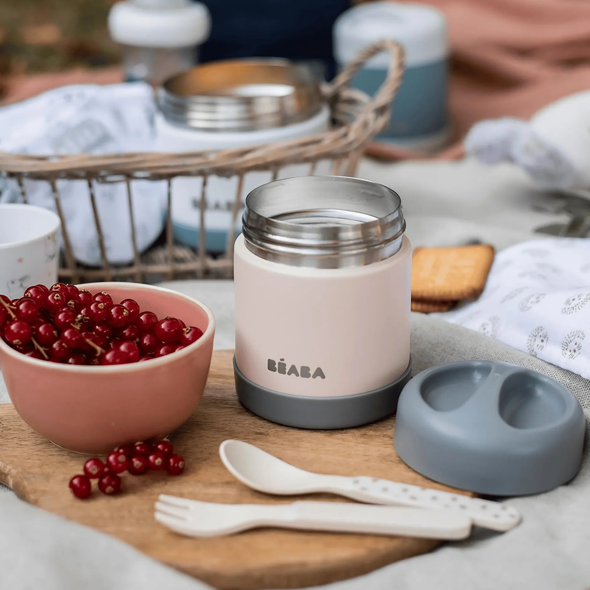 Bu00c8ABA Portionsbehätler Edelstahl 300ml Hellrosa* Nahrungsbehälter