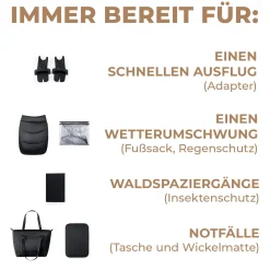 Kinderkraft Prime 2 2in1 Venezian Black*Kinder Kombi-Kinderwagen