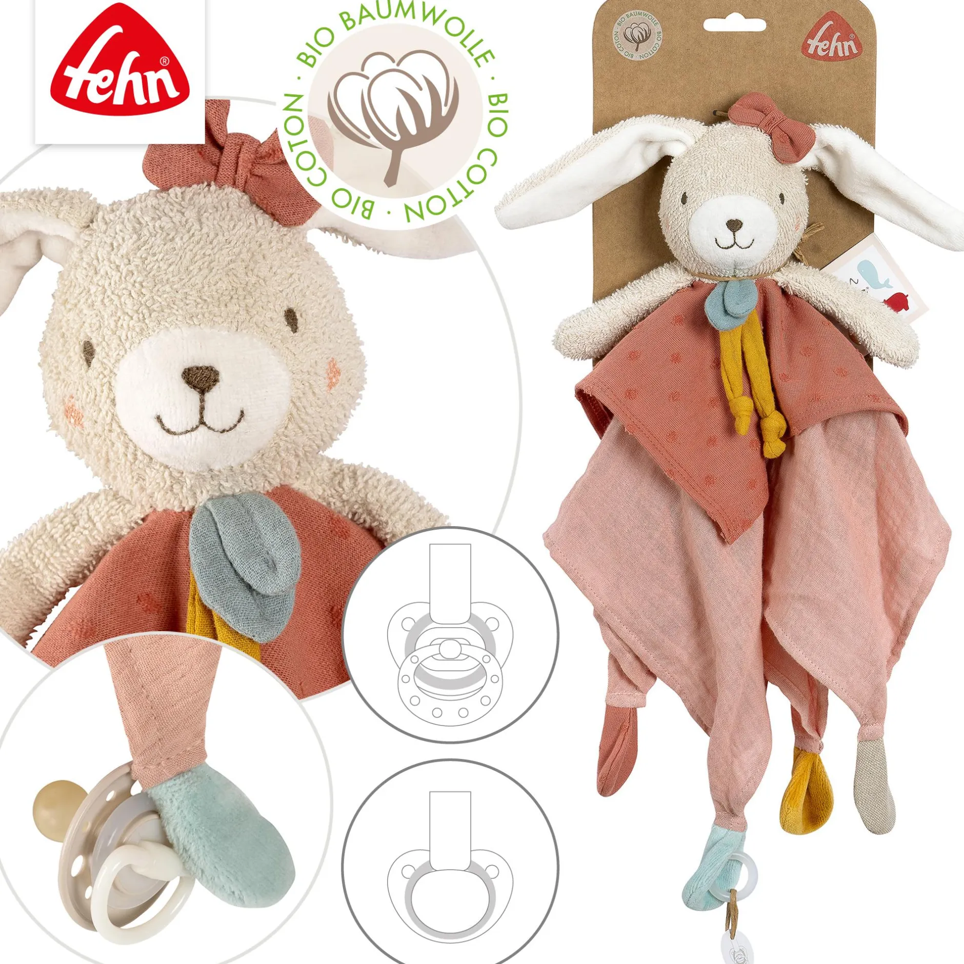 fehn Schmusetuch Hase NATUR* Schmusetücher