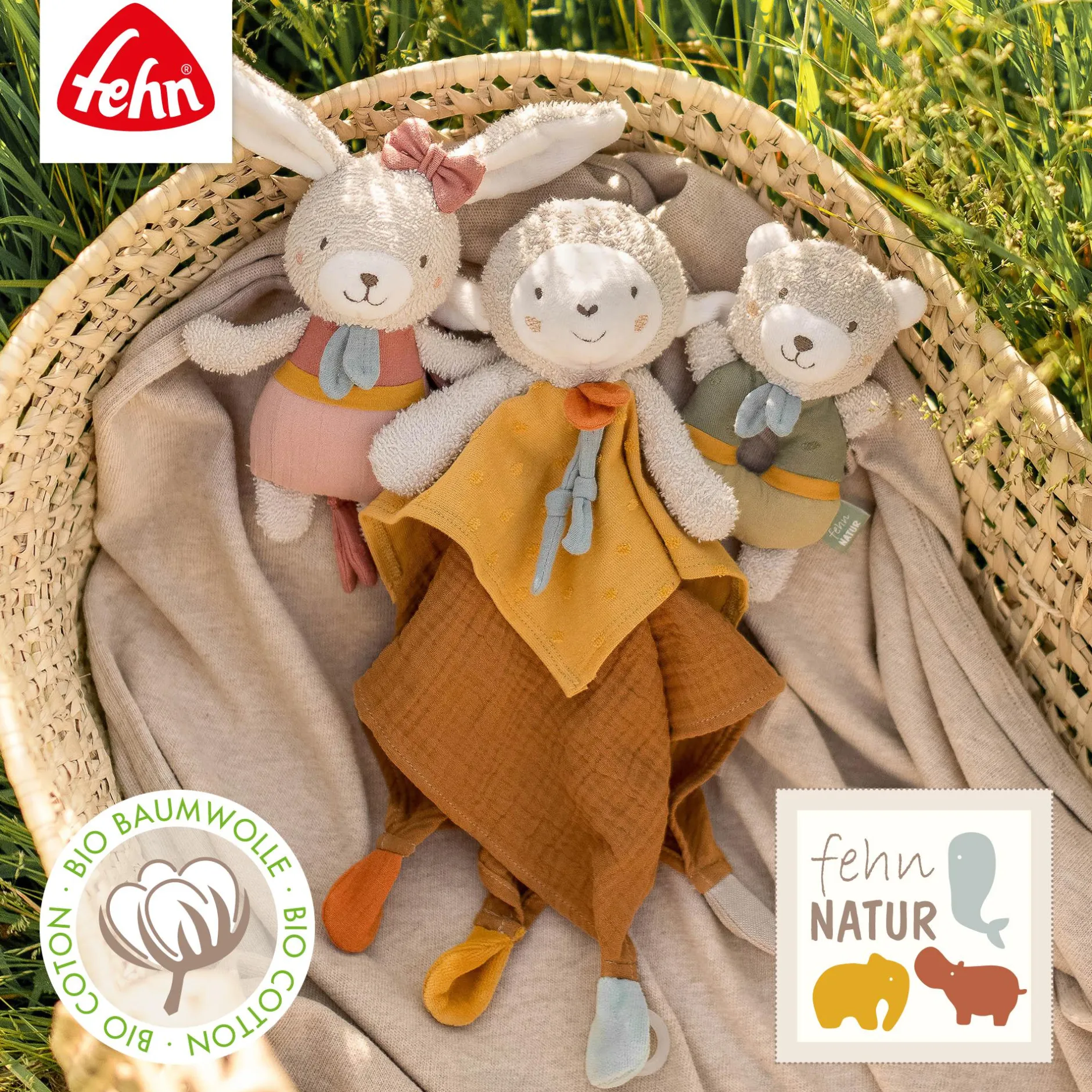 fehn Schmusetuch Hase NATUR* Schmusetücher