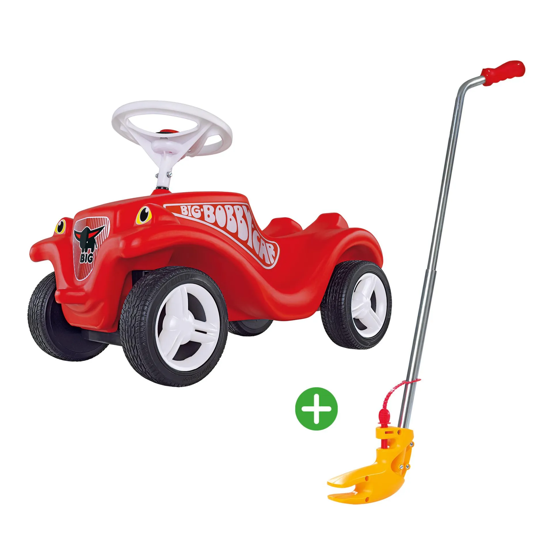 BIG Set Bobby Car mit Flüsterrädern und Schubstange*Kinder Kinderfahrzeuge