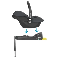 MAXI-COSI Set CabrioFix i-Size Essential Graphite mit Base*Kinder Babyschalen 0-13 Kg, Gruppe 0+