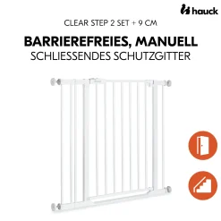 hauck Set Clear Step 2 mit 9 cm Verlängerung White* Tür- & Treppenschutzgitter