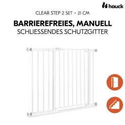 hauck Set Clear Step 2 mit 21 cm Verlängerung White* Tür- & Treppenschutzgitter
