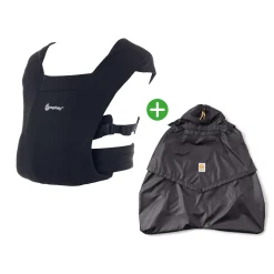 ERGObaby Set Embrace Pure Black mit Rain & Wind Carrier Cover* Babytragen