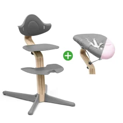 STOKKE Set Nomi® Hochstuhl Buche Grey mit Newborn Set Grey Grey/Pink* Treppenhochstühle