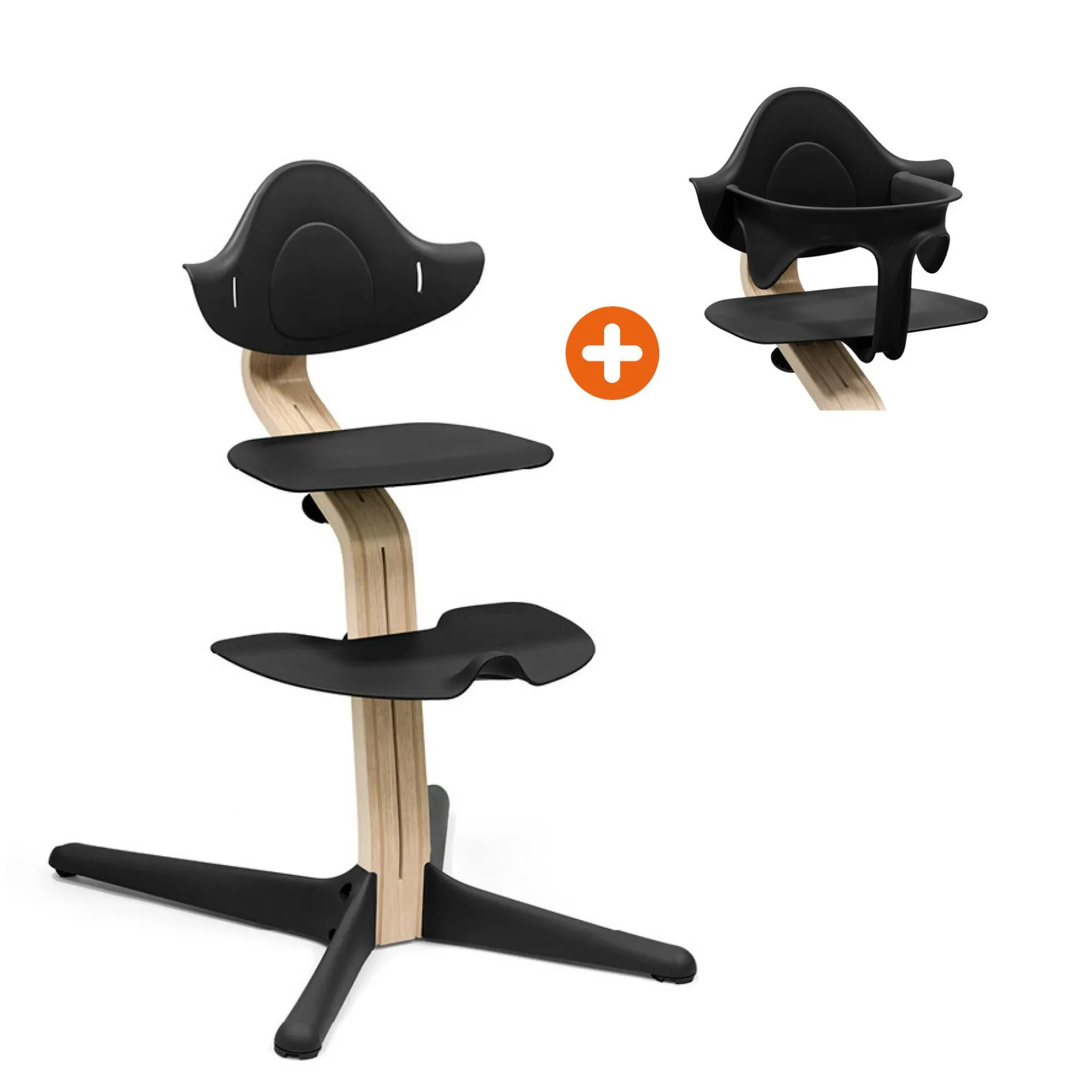 STOKKE Set Nomi® Stuhl Natural Black mit Baby Set* Treppenhochstühle