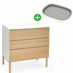 STOKKE Set Sleepi™ Kommode Natural Teil 1 & 2 mit Sleepi™ Wickelaufsatz* Wickelmöbel