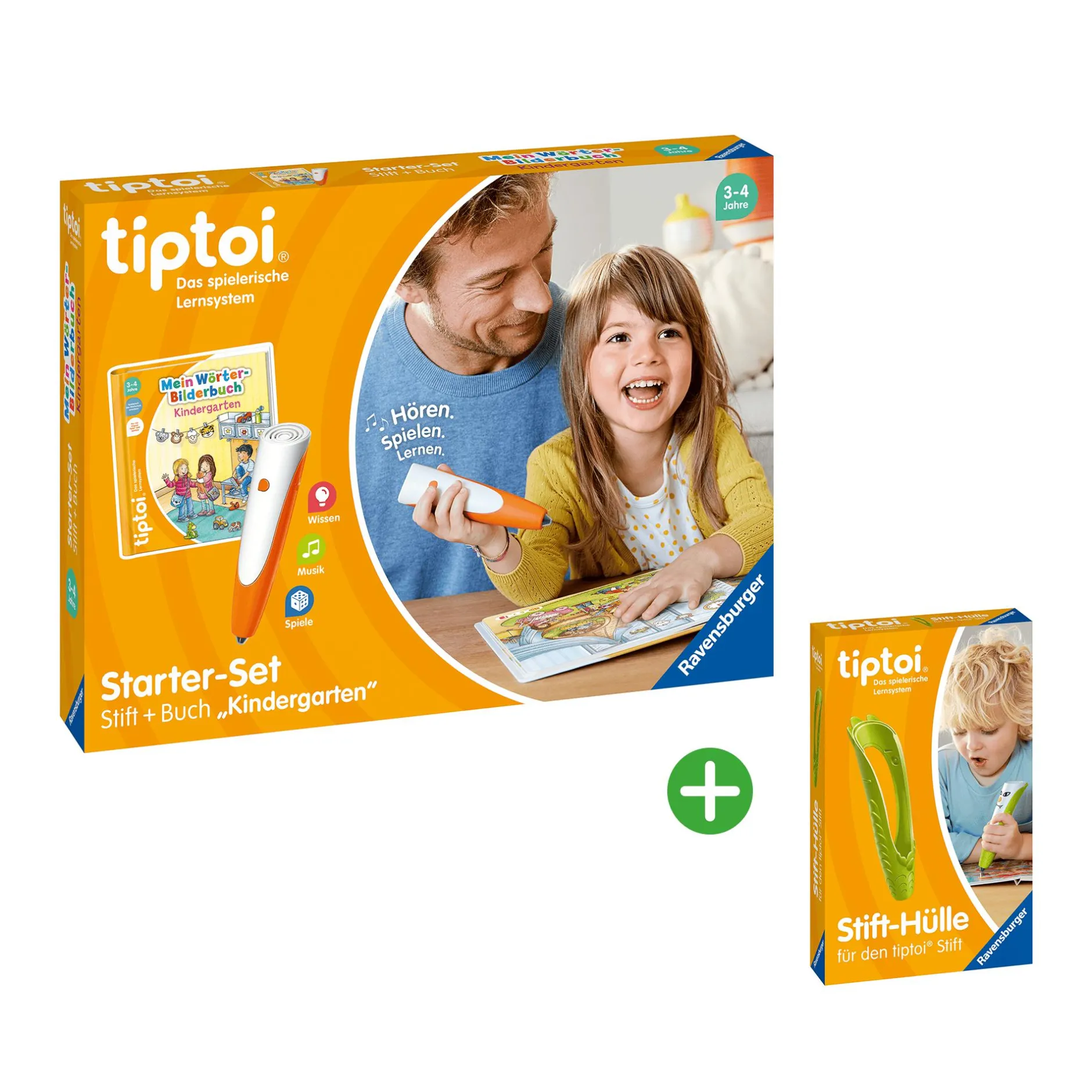 Ravensburger Set tiptoi® Starter-Set: Stift + Buch Kindergarten mit tiptoi® Stift-Hülle*Kinder Kinderbücher|Spielzeug Ab 3 Jahren