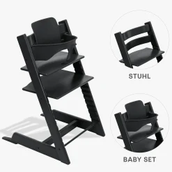 STOKKE Set Tripp Trapp® Schwarz mit Baby Set* Treppenhochstühle