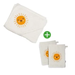 LITTLE ONE Set Waschhandschuhe mit Badetuch Sonne* Badetextilien|Badetextilien