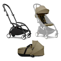 STOKKE Set YOYO³ Gestell Black mit 0+ Liegewanne und 6+ Textilset Toffee*Kinder Kombi-Kinderwagen