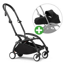 STOKKE Set YOYO³ Gestell Black mit 0+ Neugeborenen-Set Black*Kinder Kombi-Kinderwagen