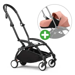STOKKE Set YOYO³ Gestell Black mit 0+ Neugeborenen-Set Ginger*Kinder Kombi-Kinderwagen