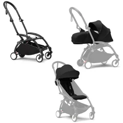 STOKKE Set YOYO³ Gestell Black mit 0+ Neugeborenen-Set und 6+ Farbpaket Black*Kinder Kombi-Kinderwagen