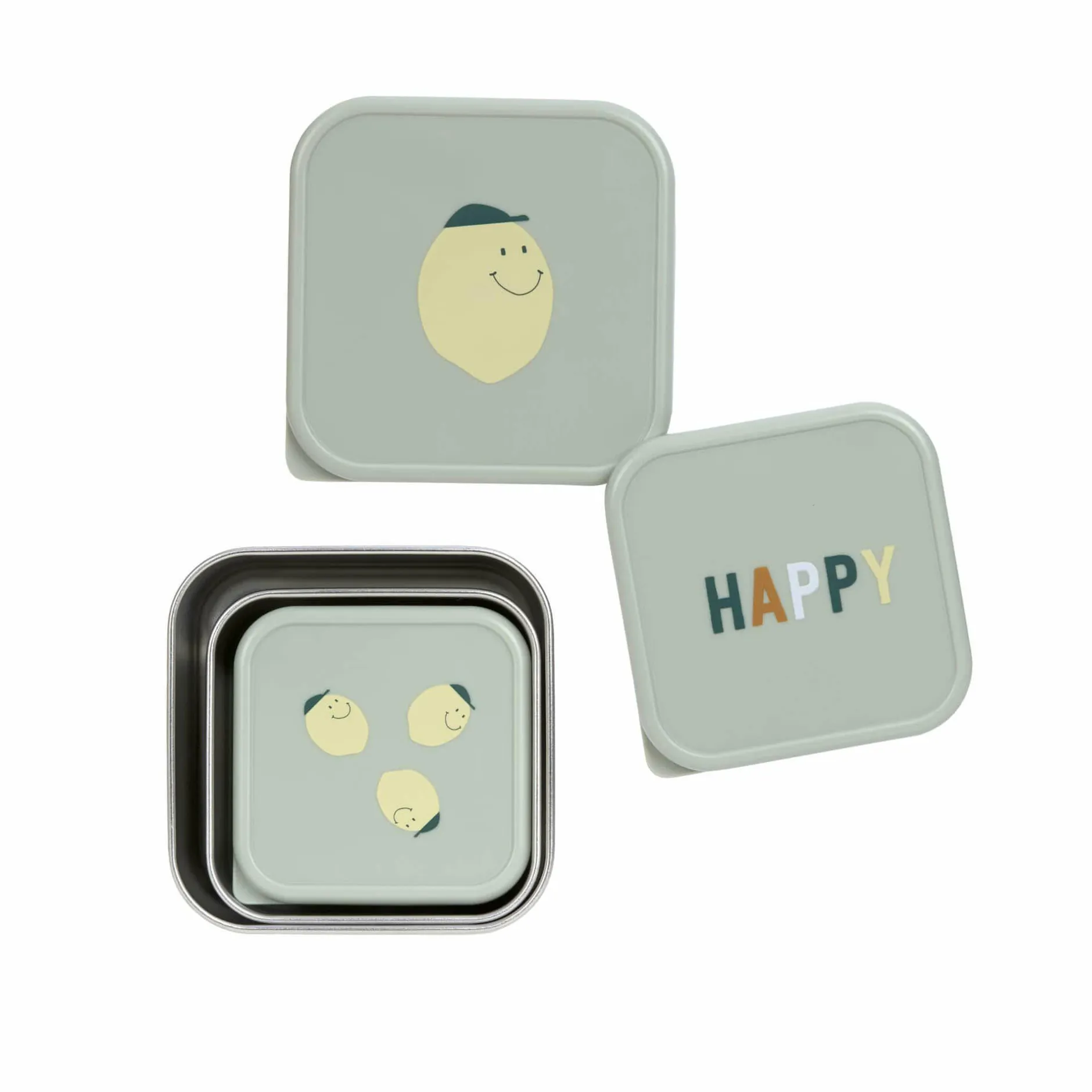 Lu00c4SSIG Snackbox-Set Happy Fruits Zitrone* Nahrungsbehälter