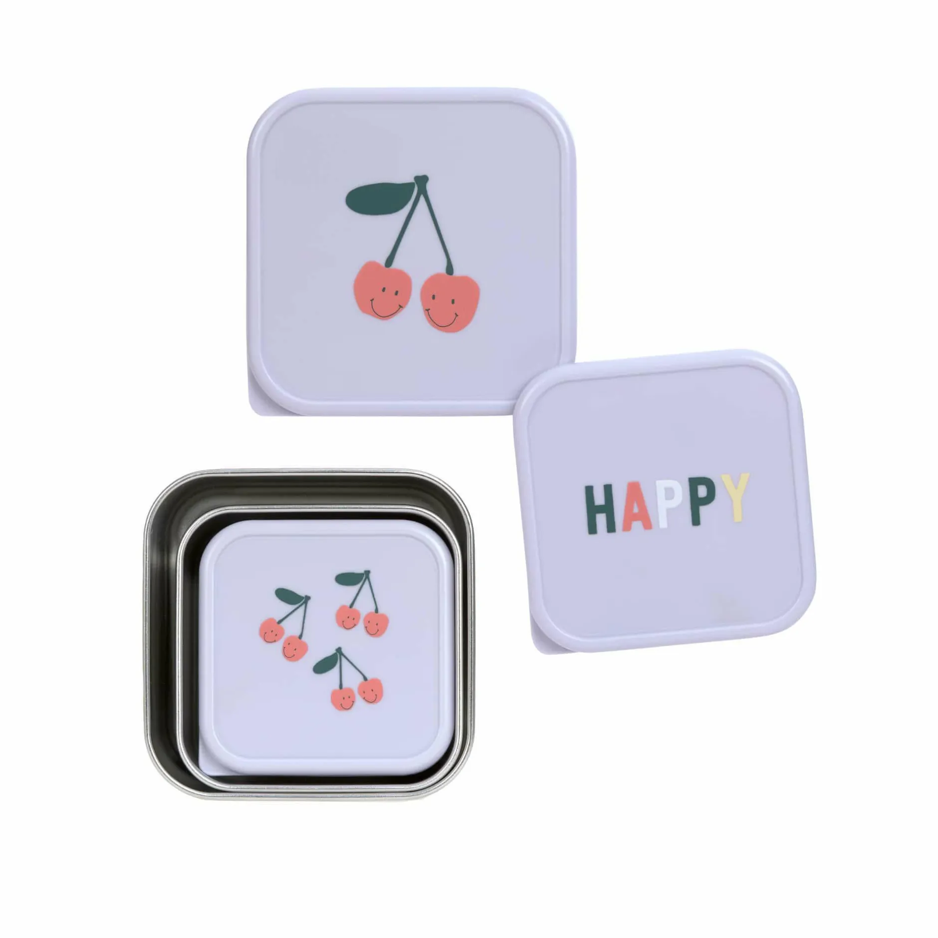 Lu00c4SSIG Snackbox-Set Happy Fruits Kirsche* Nahrungsbehälter