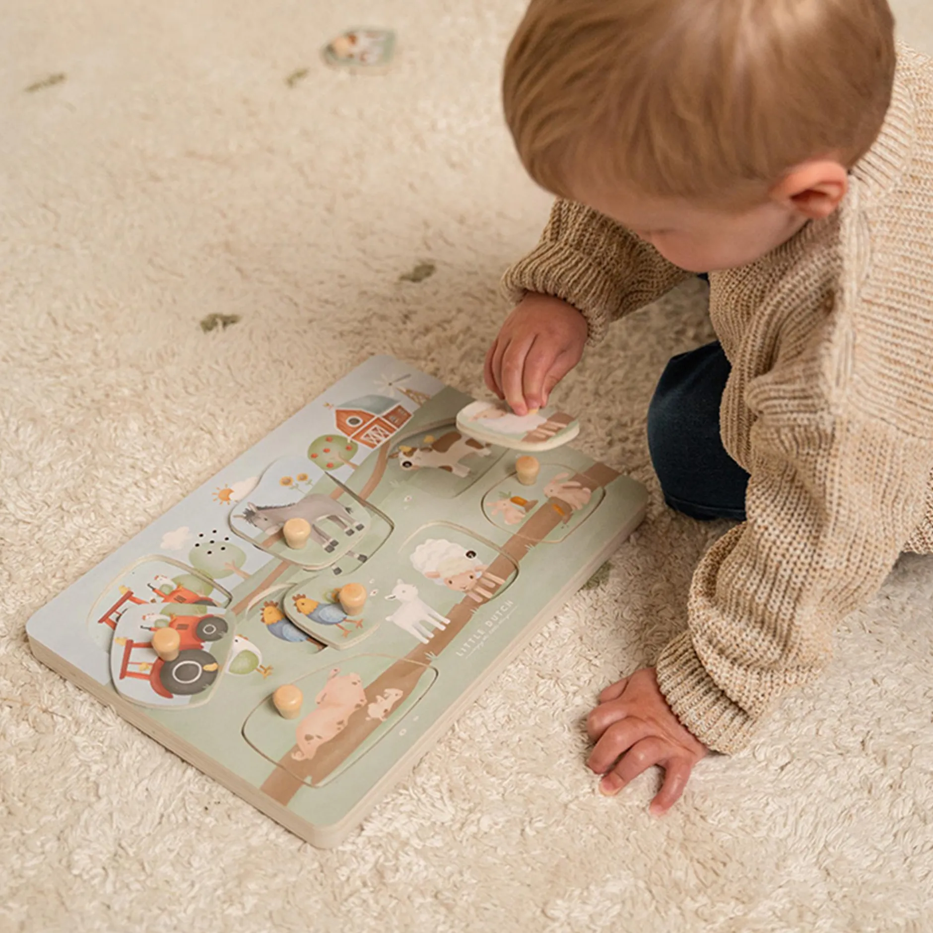 LITTLE DUTCH Sound-Greif-Puzzle Little Farm*Kinder Lernspielzeug