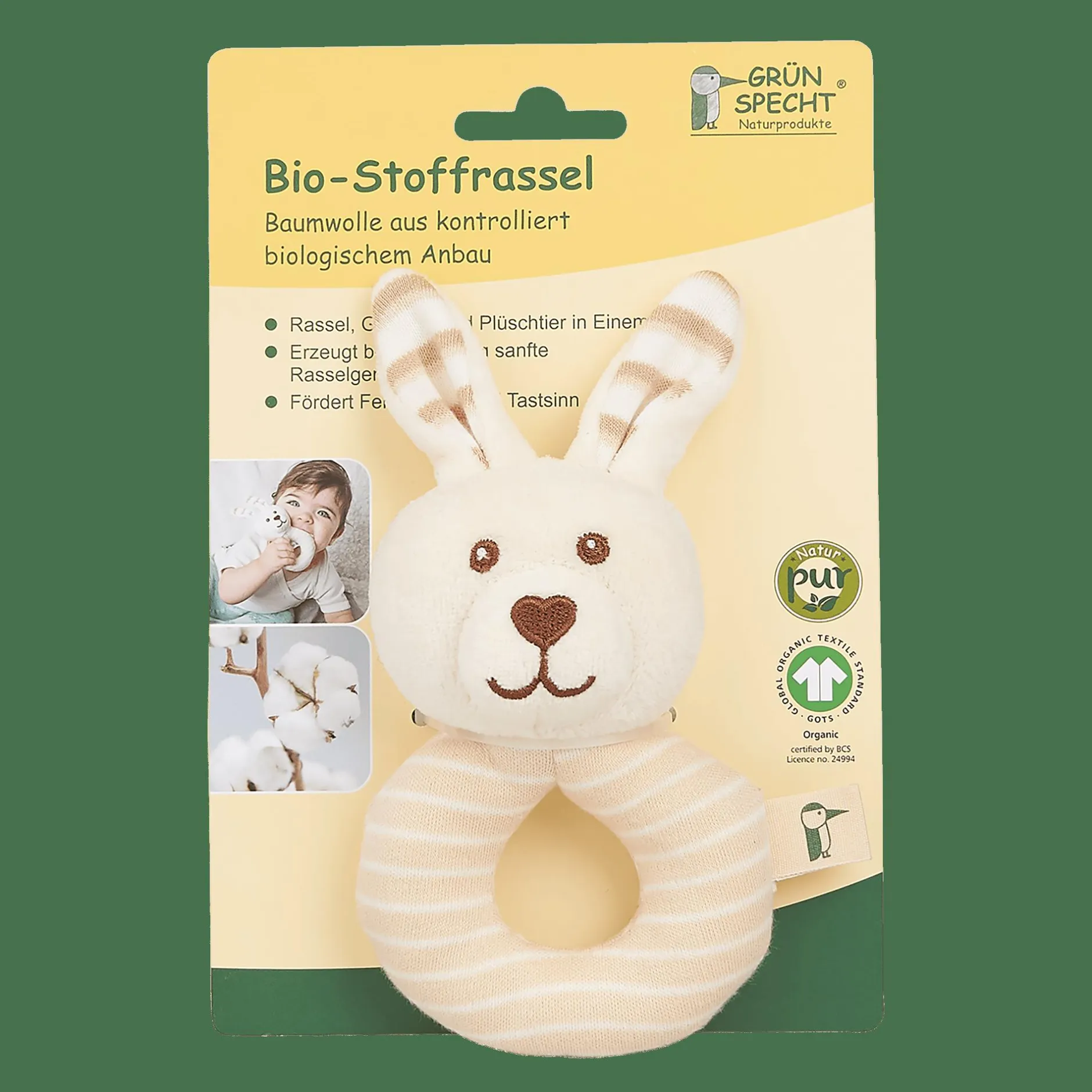 GRu00dcNSPECHT Stoffrassel Hase* Rasseln & Greiflinge
