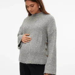 Mamalicious Strickpullover Medium Grey Melange* Umstandsoberteile