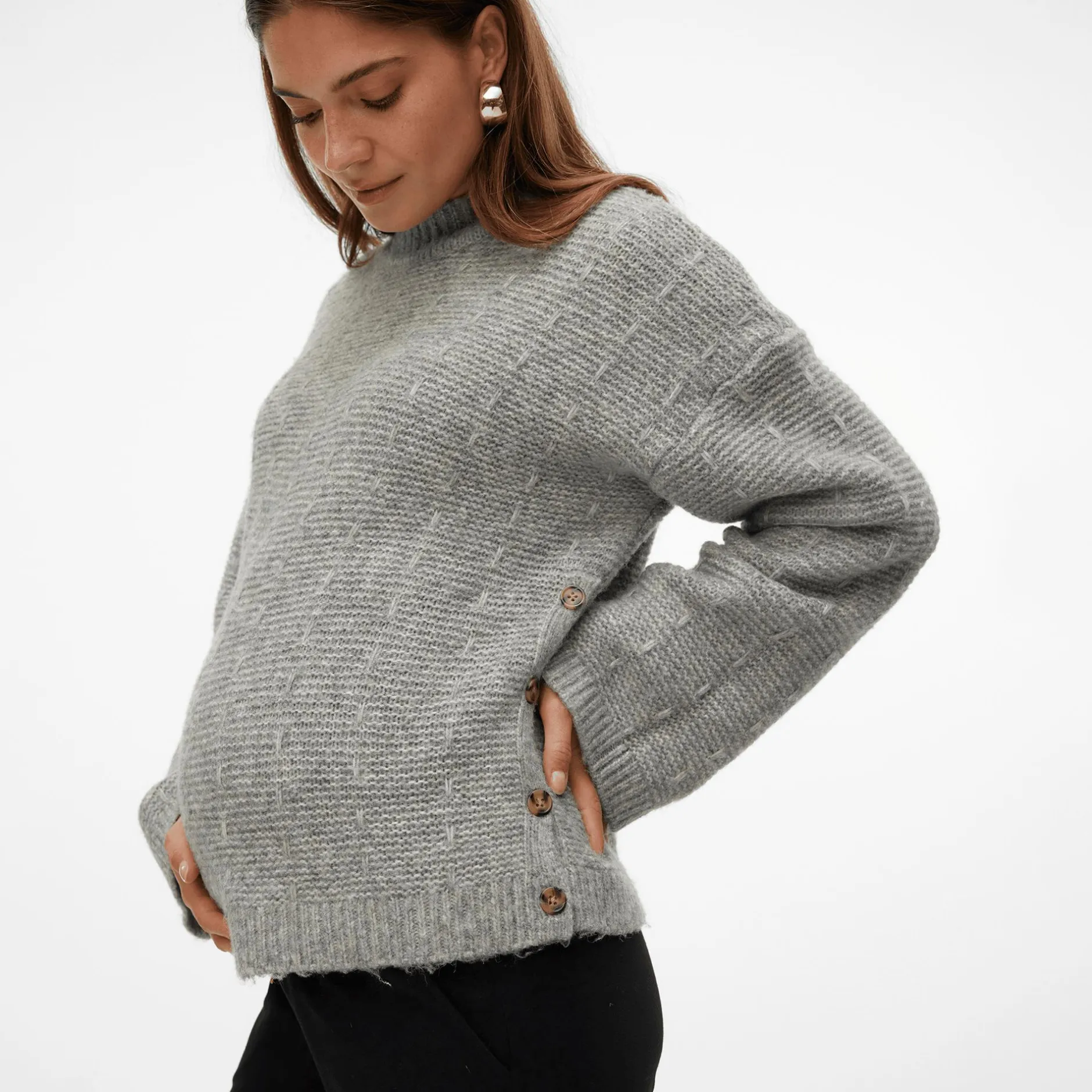Mamalicious Strickpullover Medium Grey Melange* Umstandsoberteile