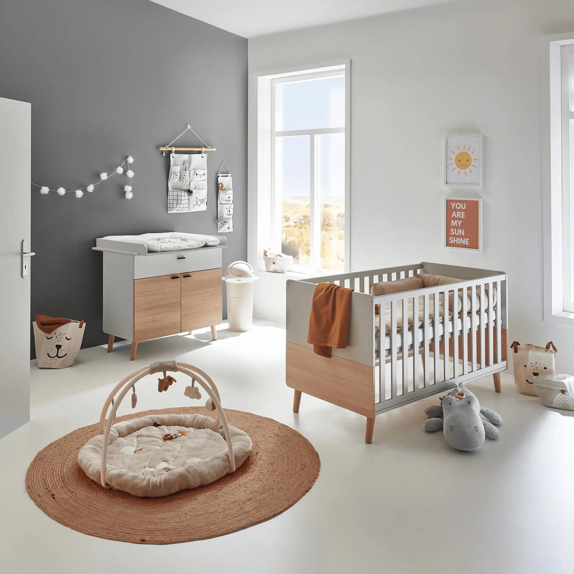 Arthur Berndt 2-teiliges Spar-Set Babyzimmer Lovis mit Kommodenfüßen 88cm für die schmale Wickelkommode* Babyzimmer Sets
