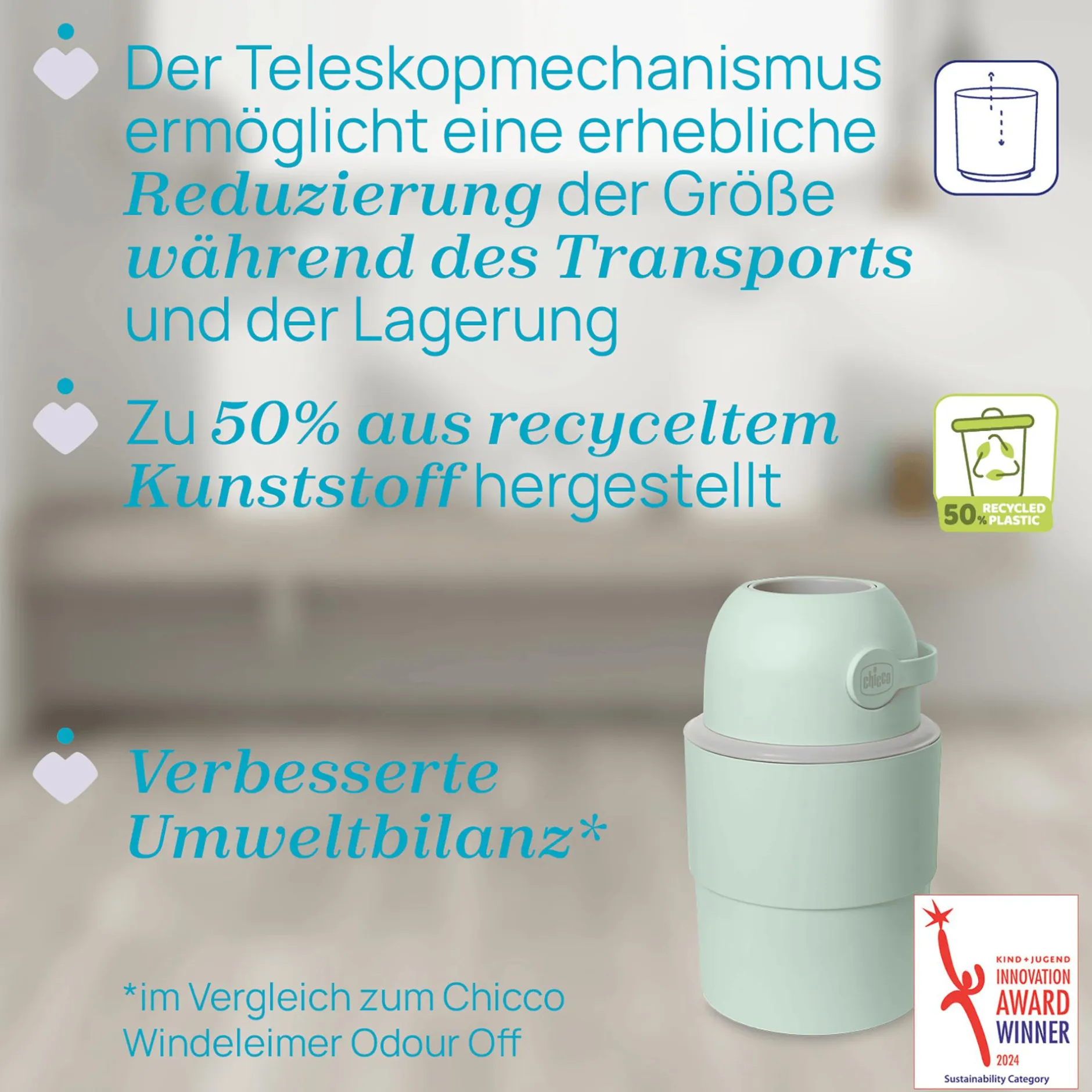 chicco Teleskop Windeleimer Odour Off Tundra* Windeleimer