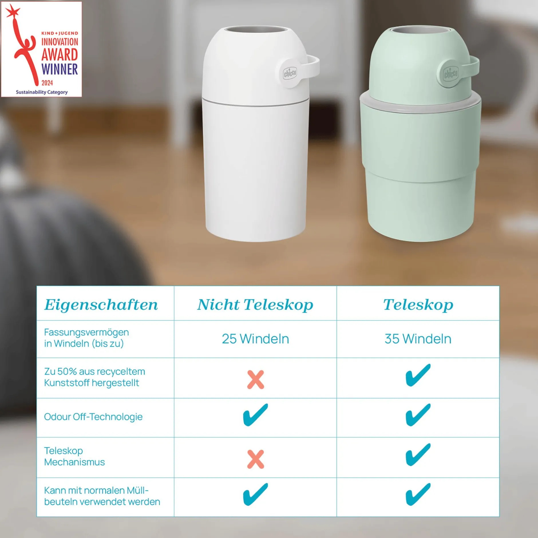 chicco Teleskop Windeleimer Odour Off Tundra* Windeleimer