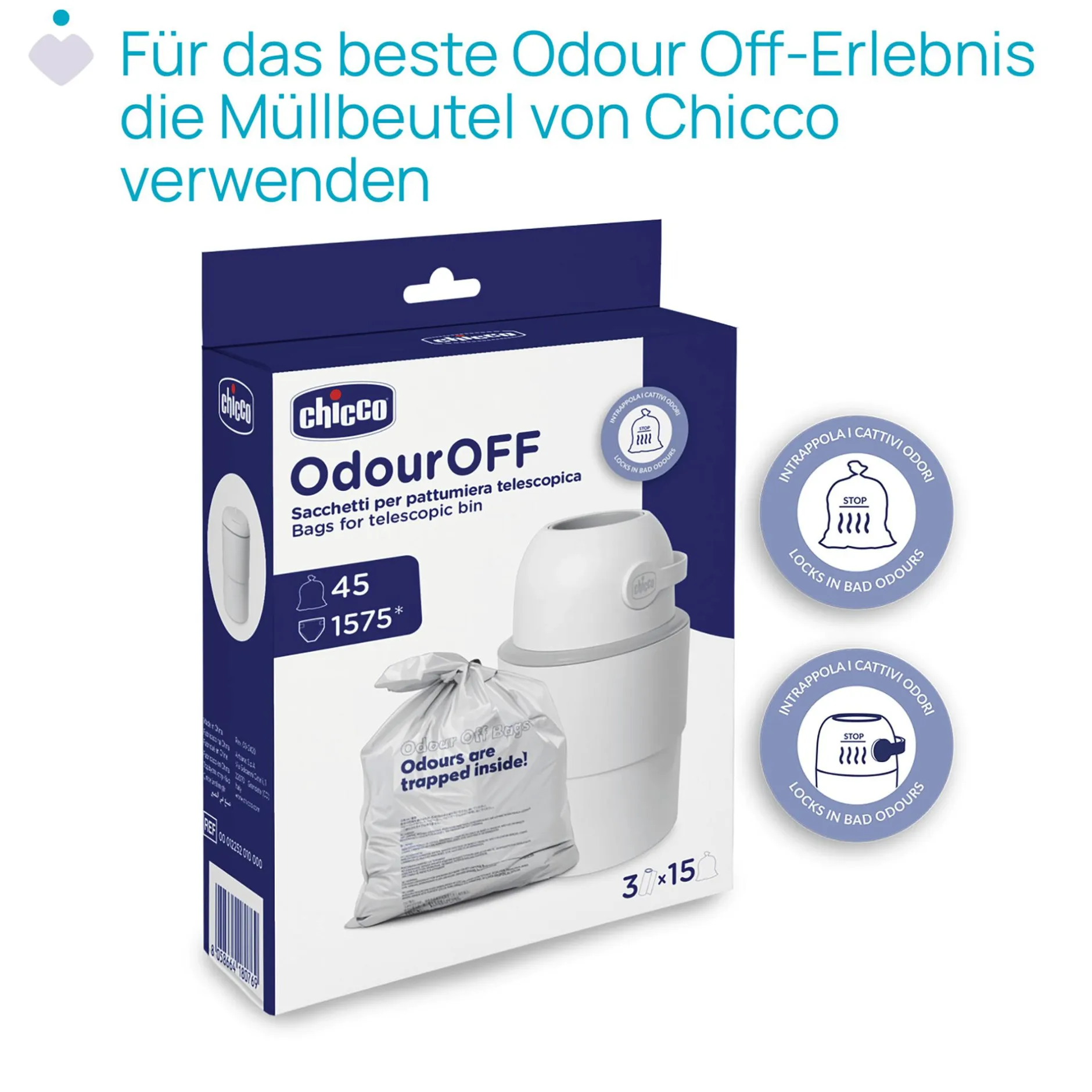chicco Teleskop Windeleimer Odour Off Tundra* Windeleimer