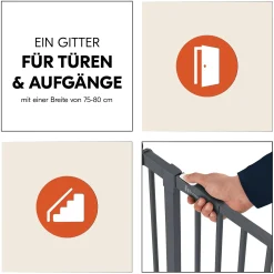 hauck Tür- & Treppenschutzgitter Open N Stop 2 Dark Grey 75-80 cm* Tür- & Treppenschutzgitter