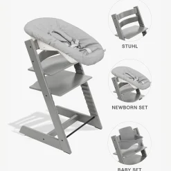 STOKKE Trio Set Tripp Trapp® Buche Storm Grey* Treppenhochstühle
