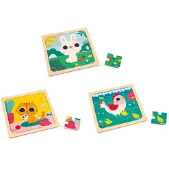 Janod Trio-Puzzle Tiere*Kinder Lernspielzeug|Holzspielzeug
