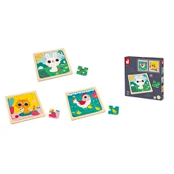 Janod Trio-Puzzle Tiere*Kinder Lernspielzeug|Holzspielzeug
