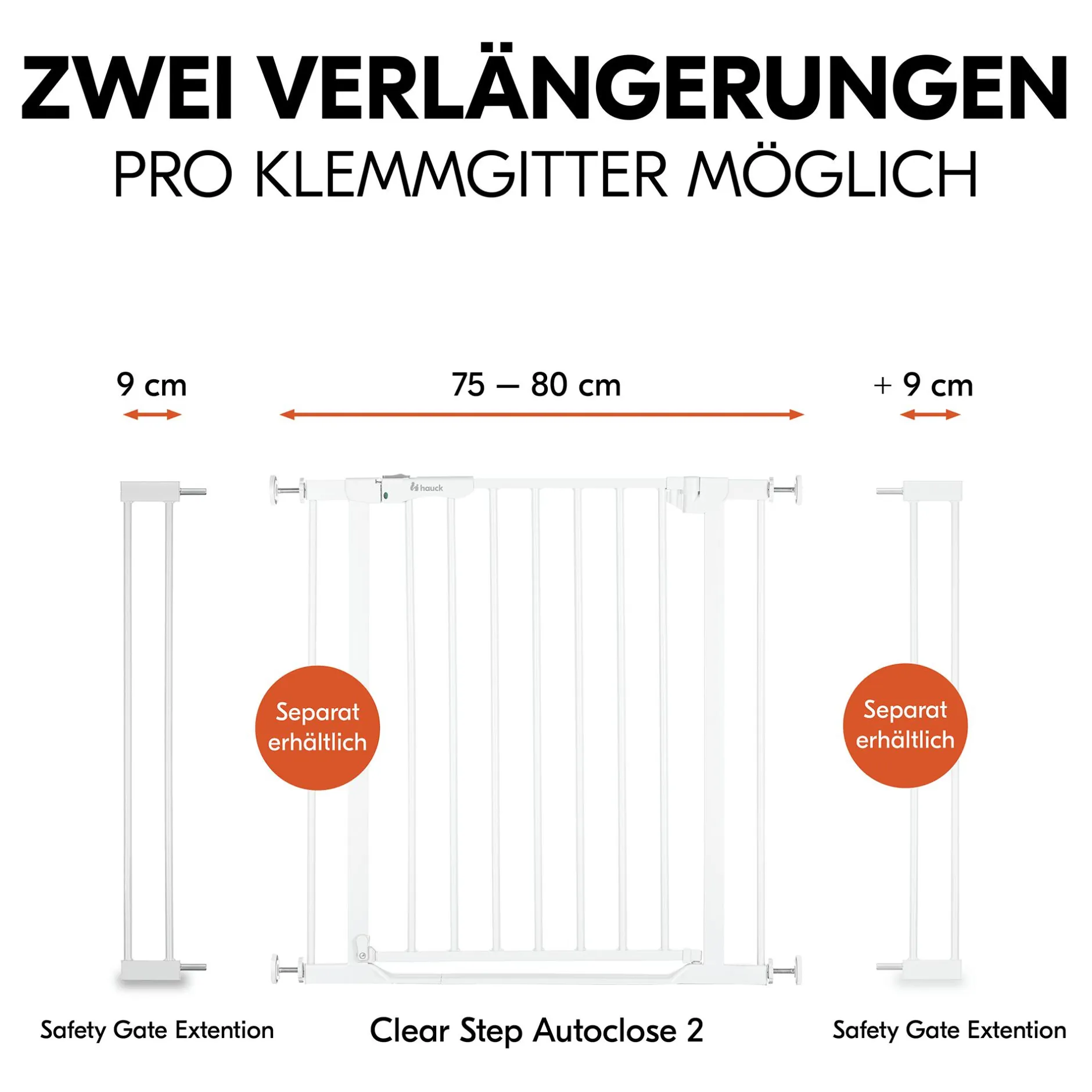 hauck Universal Verlängerung 9 cm weiß für Schutzgitter* Tür- & Treppenschutzgitter