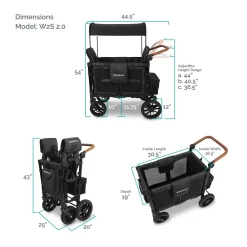 WONDERFOLD W2 Luxe Double Volcano Black*Kinder Zwillingswagen & Geschwisterwagen