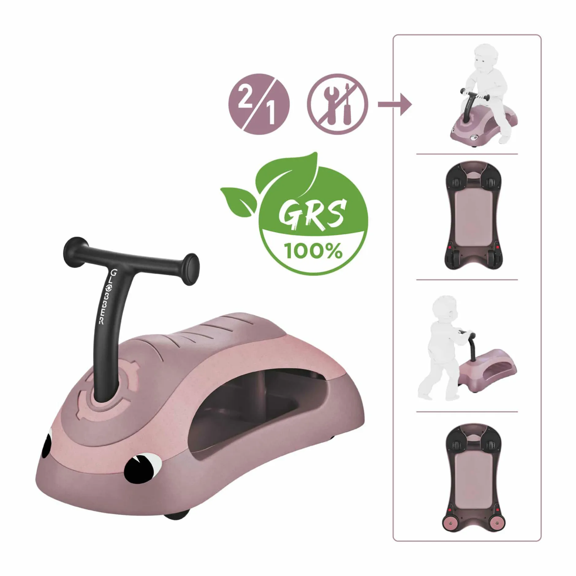 GLOBBER WALK N’ ROLL 2in1 ECO Beere*Kinder Lauflernwagen