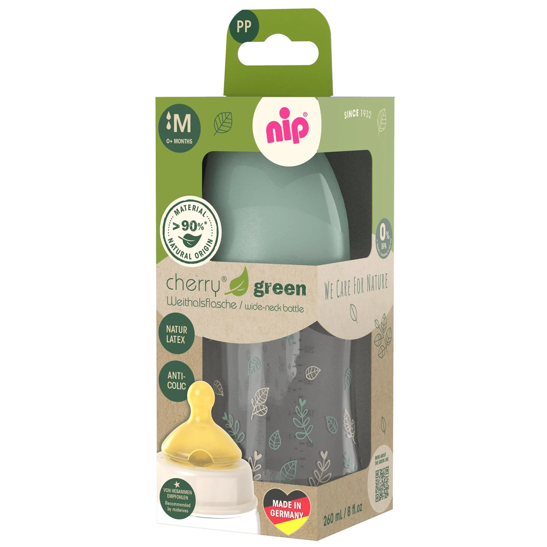 nip Weithalsflasche Cherry Green 260ml* Flaschen & Sauger